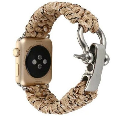 Curea iUni compatibila cu Apple Watch 1/2/3/4/5/6/7, 40mm, Elastic Paracord, Rugged Nylon Rope, Crea