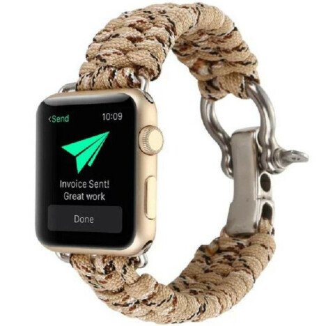 Curea iUni compatibila cu Apple Watch 1/2/3/4/5/6/7, 44mm, Elastic Paracord, Rugged Nylon Rope, Crea