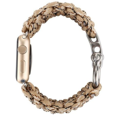 Curea iUni compatibila cu Apple Watch 1/2/3/4/5/6/7, 44mm, Elastic Paracord, Rugged Nylon Rope, Crea