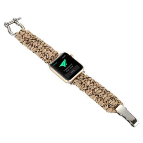 Curea iUni compatibila cu Apple Watch 1/2/3/4/5/6/7, 44mm, Elastic Paracord, Rugged Nylon Rope, Crea