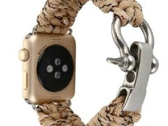 Curea iUni compatibila cu Apple Watch 1/2/3/4/5/6/7, 44mm, Elastic Paracord, Rugged Nylon Rope, Crea